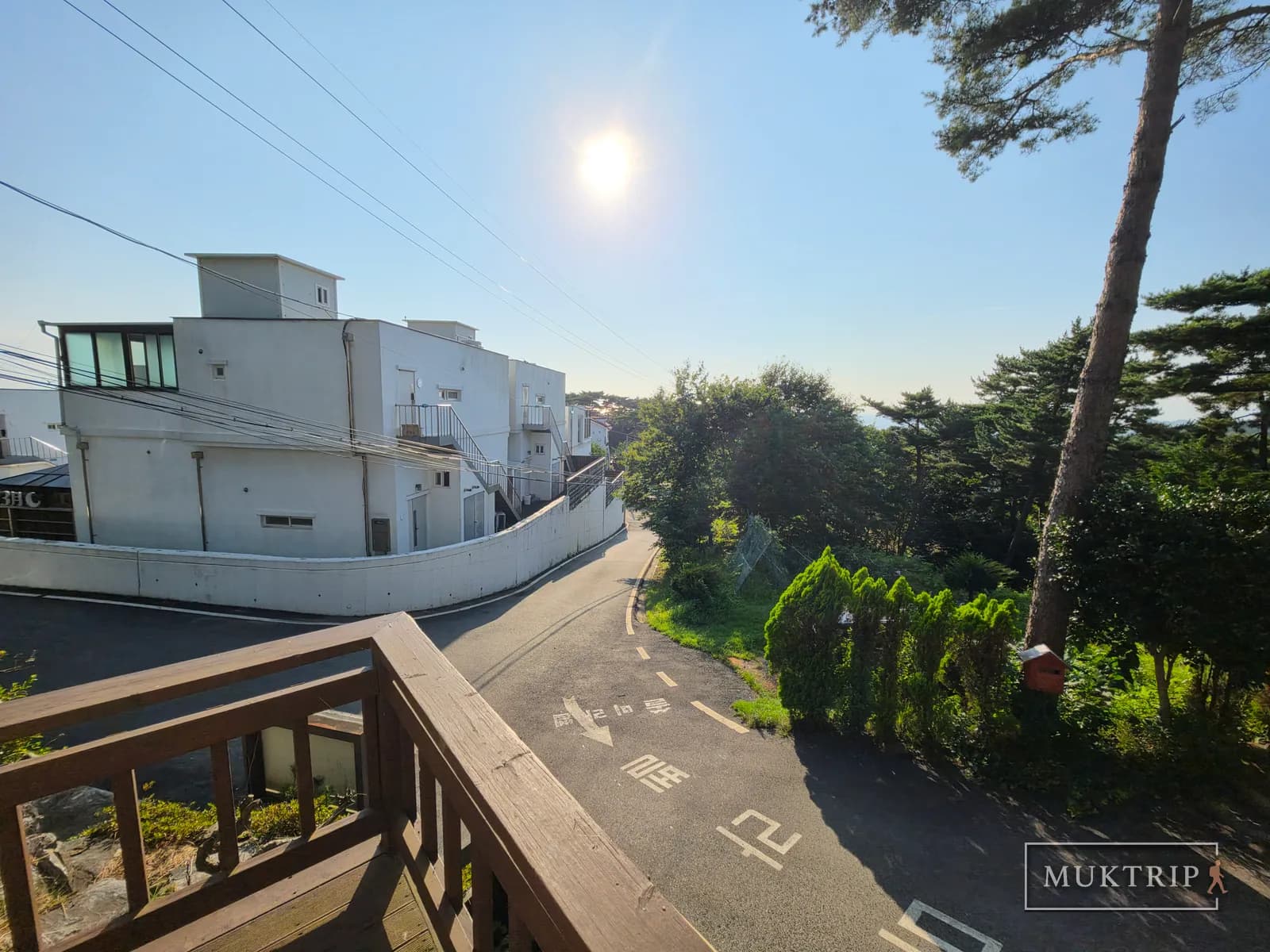An early morning alley view looking down from the terrace of Ssolmirabell Pension