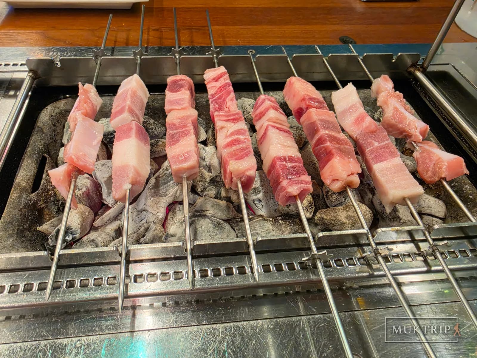 Lamb skewers on the charcoal