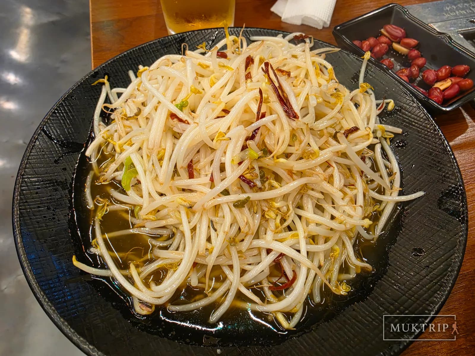 Plate full of stir-fried bean sprouts