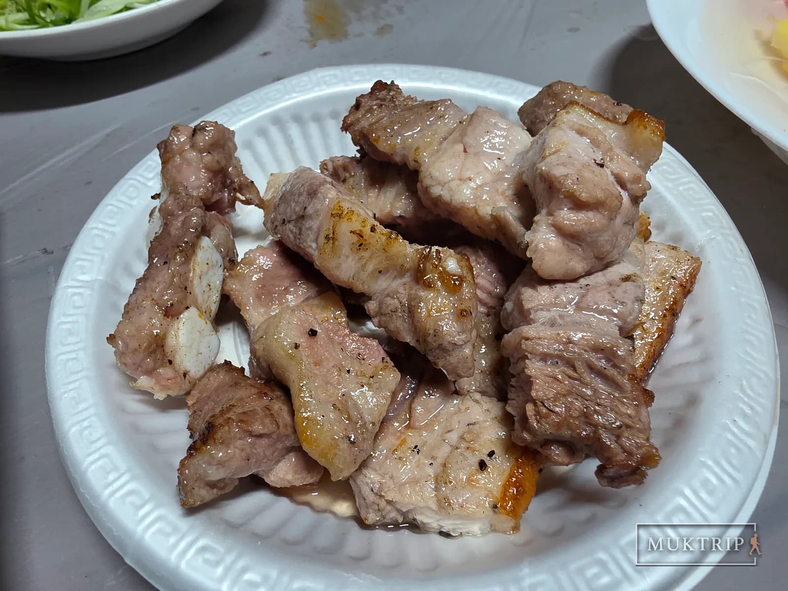 Grilled pork plated at Ssolmirabell Pension