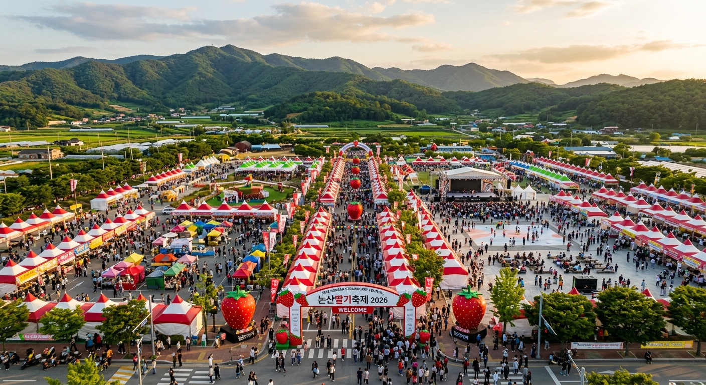 2026 논산딸기축제 전경 — 67만 명이 찾은 봄 축제의 압도적 규모