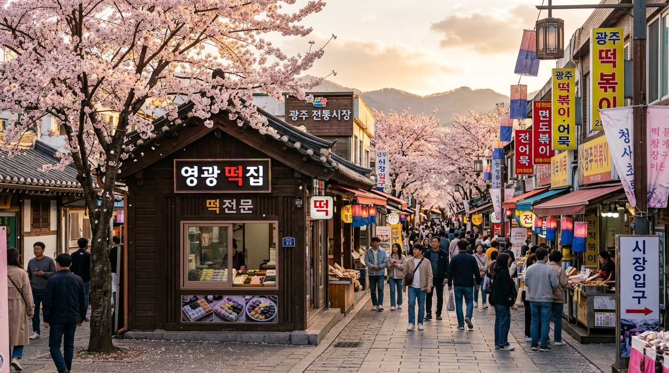 春の光州の街並み — 旅行の雰囲気を伝える都市の風景
