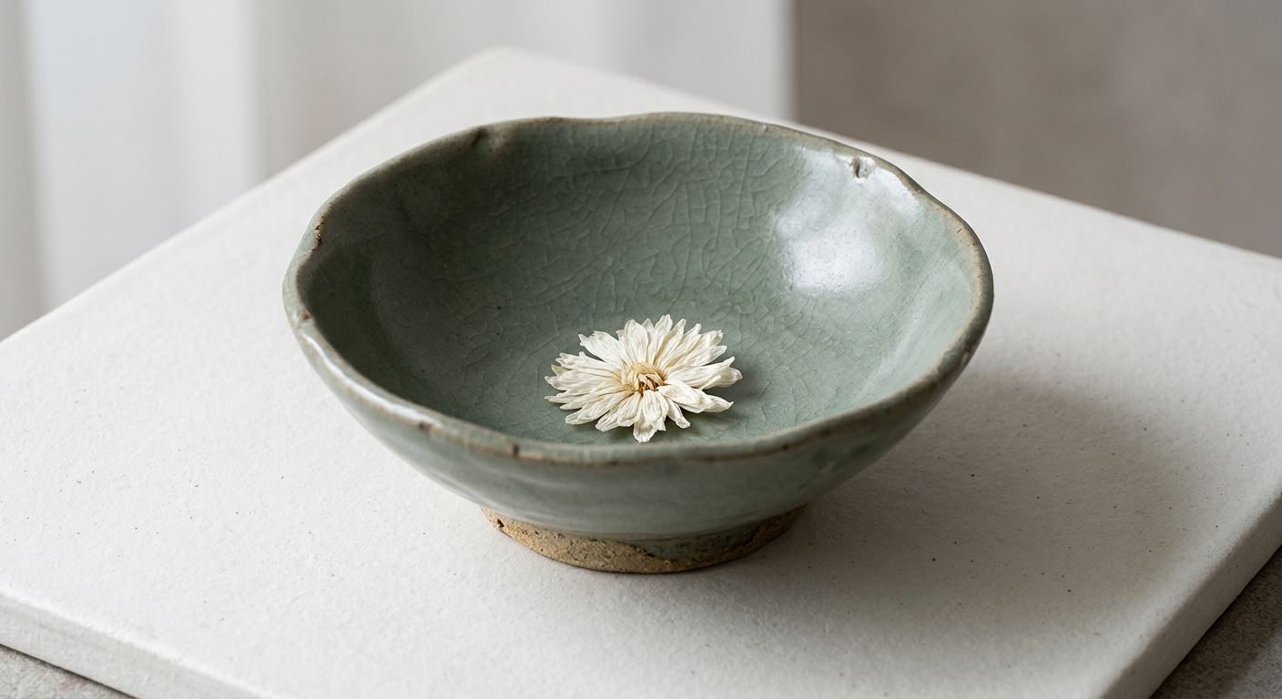 Close-up of an Icheon traditional celadon piece showcasing glaze texture and artisan craftsmanship