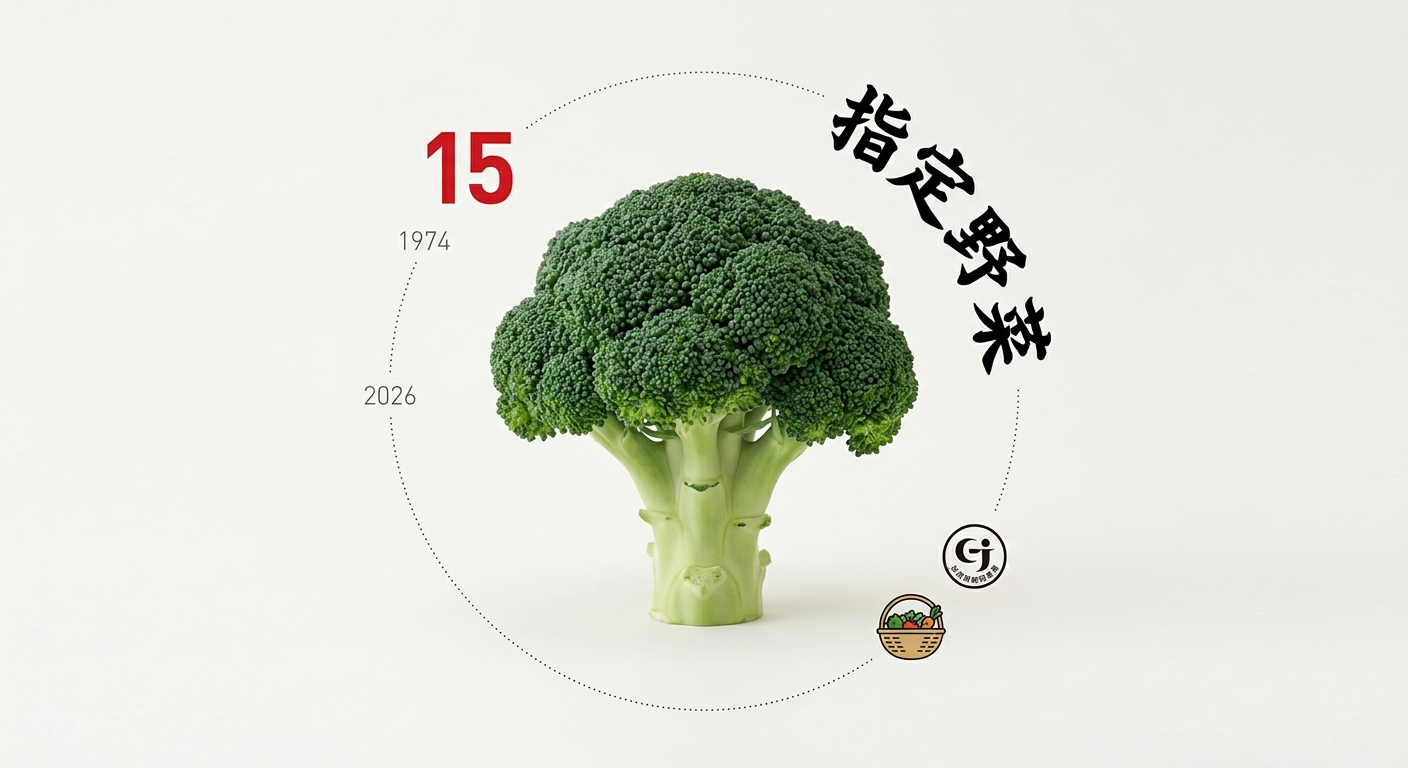 브로콜리가 지정채소 15호 품목으로 추가된 것을 보여주는 인포그래픽
